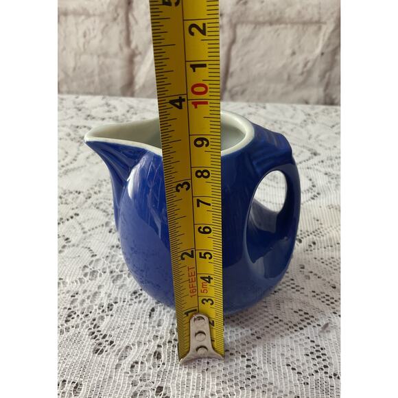Miniature Vintage Deco Hall Individual MCM Cobalt Creamer Pitcher Marked - Picture 3 of 7